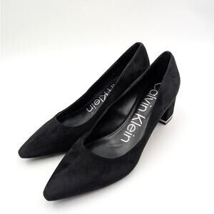 Calvin Klein Nita Pointed Toe Block Heel Pump Women's Black Size US8.5M EU39